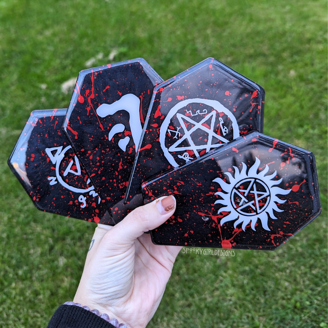 Supernatural Inspired Coffin Coaster Set