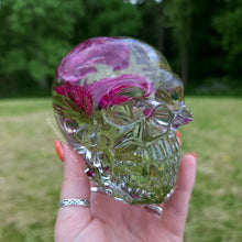 Load image into Gallery viewer, Pink Floral and Cedar Skull Décor
