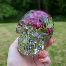 Load image into Gallery viewer, Pink Floral and Cedar Skull Décor
