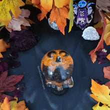 Load image into Gallery viewer, Glitter Pumpkin Skull Décor
